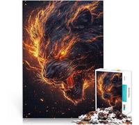 Jigsaw Puzzles for teenagers 1000 Piece Roaring Fiery Lion Lernspiele Heimdekoration Künstlersammlung, Bildende Kunst75x50cm