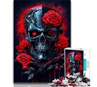 Jigsaw Puzzles for Teenagers 1000 Piece Robot Skull with Rose Puzzles for Teenagers,Educational Games Wall Decoration Unique Birthday And Xmas Gifts (size 38x26cm)