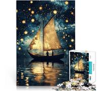 Jigsaw Puzzles for teenagers 1000 Piece Sailboat Under a Starry Sky Für Familienspaß Tolles Geschenk für Spiele38x26cm