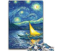 Jigsaw Puzzles for Teenagers 1000 Piece Sailboat Under The Night Sky Adult Puzzles,Stress Reliever Difficult Challenge Secret Santa Gifts (26x38cm)