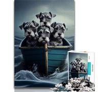 Jigsaw Puzzles for Teenagers 1000 Piece Schnauzer Pups Afloat Teenager Puzzles,learning Educational Is Ideal As A Gift for The Whole Family (size 75x50cm)