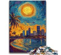 Jigsaw Puzzles for Teenagers 1000 Piece Seaside City View Adult Puzzles,Staycation Kill Time with Matching Poster And Trivia Sheet (50x75cm)