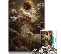 Jigsaw Puzzles for Teenagers 1000 Piece Sheep And Jesus,Stress Reliever Difficult Challenge Unique Home Decor And Gifts 38x26cm