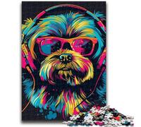 Jigsaw Puzzles for Teenagers 1000 Piece Shih Tzu Neon Teenager Puzzles,Educational Games DIY Toys Great Gifts And Toys (50x75cm)