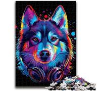Jigsaw Puzzles for Teenagers 1000 Piece Siberian Husky Neon Teenager Puzzles,Educational Games DIY Toys Great Gifts And Toys (50x75cm)