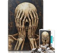Jigsaw Puzzles for Teenagers 1000 Piece Skeleton Covering His Face,Decompressing Intellectual Educational Toy Educational Game for Birthday,Chrismas 38x26cm