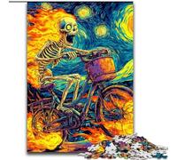 Jigsaw Puzzles for Teenagers 1000 Piece Skeleton Riding A Bicycle,Help The Brain Exercise Addictive Toys to Cultivate Patience Artists Collection,Fine Art 50x75cm