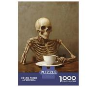 Jigsaw Puzzles for Teenagers 1000 Piece Skeleton with Coffee Puzzles for Adults Toy Wall Decor A Work of Art Unique Birthday And Xmas Gifts 52x38cm/1000pcs