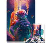 Jigsaw Puzzles for Teenagers 1000 Piece Skull Scuba in Technicolor 1000 Pieces for Adults,Brain Intelligence Challenge Addictive Toys for Home Decoration 26x38cm