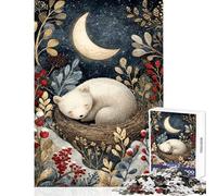 Jigsaw Puzzles for Teenagers 1000 Piece Sleeping Bear Cub Under Crescent Moon Relaxing Games For Family Fun Home Decoration Toys Deal As Gifts for The Whole Family (38x52cm)