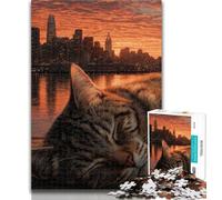 Jigsaw Puzzles for Teenagers 1000 Piece Sleeping Cat Adult Puzzles,Educational Games Home Decoration Birthday Present, Gifts, Wall Art 50x75cm