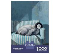 Jigsaw Puzzles for Teenagers 1000 Piece Sleeping Penguin Chick on Striped Couch Adult Jigsaw Fun Games Perfect Decoration Fun Activities at Home 52x38cm/1000pcs