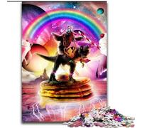 Jigsaw Puzzles for Teenagers 1000 Piece Sloth Riding Dinosaur, Toys Educational Games Stress Relieving Parent-child Interaction (Size 26x38cm)