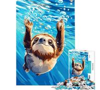 Jigsaw Puzzles for Teenagers 1000 Piece Sloth Swimming Underwater 1000 Jigsaw Puzzle DIY Toys For Family Fun Challenging Family Fun Game (38x26cm)