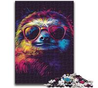 Jigsaw Puzzles for Teenagers 1000 Piece Sloth with Sunglasses Teenager Puzzles,Educational Games Home Decoration Suitable for Desktop Decoration (26x38cm)