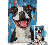 Jigsaw Puzzles for teenagers 1000 Piece Smiling Pitbull Mosaic Entspannungsspiele Geeignet für die Schreibtischdekoration38x26cm