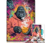 Jigsaw Puzzles for Teenagers 1000 Piece Smoky Chimpanzee Teenager Puzzles,Stress Reliever Staycation Kill Time Home Decoration Toys (size 75x50cm)