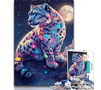 Jigsaw Puzzles for Teenagers 1000 Piece Snow Leopard Under The Moon,learning Educational Toys Fun at Home Activities,Birthday Present,Travel Gifts (38x26cm)