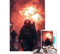 Jigsaw Puzzles for Teenagers 1000 Piece Soldiers in Post-Apocalyptic City Brain Intelligence Challenge Addictive Toys Family Game Stress Reliever Funny Gifts (Size 50x75cm)