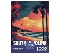 Jigsaw Puzzles for Teenagers 1000 Piece South Carolina Sunset Puzzles for Adults Toy Wall Decor A Work of Art Unique Birthday And Xmas Gifts 70x50cm/1000pcs