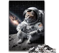Jigsaw Puzzles for Teenagers 1000 Piece Space Cat Astronaut for And 14 Years And over Interesting Stress Reduction Gifts for Friends And Family 26x38cm