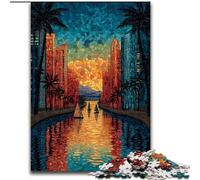 Jigsaw Puzzles for Teenagers 1000 Piece Stained Glass City, Help The Brain Exercise Addictive Toys to Cultivate Patience Enhance Memory (Size 50x75cm)