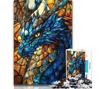 Jigsaw Puzzles for Teenagers 1000 Piece Stained Glass Dragon 1000 Pieces for Adults,for Educational Game Challenge Toy Unique Home Decor And Gifts 26x38cm