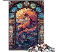 Jigsaw Puzzles for Teenagers 1000 Piece Stained Glass Dragon, Help The Brain Exercise Addictive Toys to Cultivate Patience Enhance Memory (Size 26x38cm)
