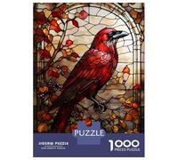 Jigsaw Puzzles for Teenagers 1000 Piece Stained Glass Raven Adult Jigsaw Family Game Difficult Hard Unique Birthday And Xmas Gifts 70x50cm/1000pcs