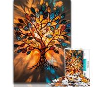 Jigsaw Puzzles for Teenagers 1000 Piece Stained Glass Tree,Challenging Game And Family Play with Fully Interlocking Randomly Shaped Pieces 75x50cm