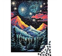 Jigsaw Puzzles for Teenagers 1000 Piece Starry Night Mountain Landscape Jigsaw Puzzle Relax Games Difficult Hard Fun at Home Activities, 70x50cm/1000pcs