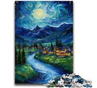 Jigsaw Puzzles for Teenagers 1000 Piece Starry Night Night Sky Teenager Puzzles,Educational Games Home Decoration Suitable for Desktop Decoration (26x38cm)
