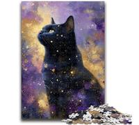 Jigsaw Puzzles for Teenagers 1000 Piece Starry Sky Black Cat 1000 Piece Jigsaw,Educational Games Home Decoration Suitable for Desktop Decoration (38x26cm)