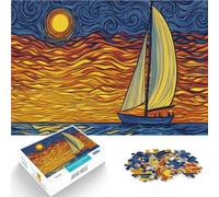 Jigsaw Puzzles for teenagers 1000 Piece Starry Sunset Sailboat Game Toys 26x38cm unique challenge game for 14+