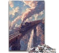 Jigsaw Puzzles for Teenagers 1000 Piece Steam Train on The Bridge 1000 Piece Puzzle,Fun Activity for Home, Rainy Days Toys, Birthday Gifts (75x50cm)