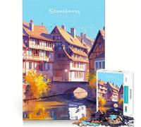 Jigsaw Puzzles for Teenagers 1000 Piece Strasbourg Canals Tight Fit Piece Logic Fun Toy Quiet Fun Play Birthday Art Play (38x52cm)