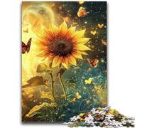 Jigsaw Puzzles for Teenagers 1000 Piece Sunflower Butterfly Toys Educational Games Stress Relieving Suitable for Desktop Decoration 26x38cm