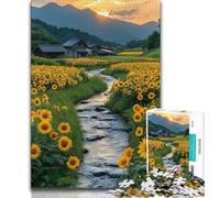 Jigsaw Puzzles for Teenagers 1000 Piece Sunflower Landscape,learning Educational Toys Fun at Home Activities,Birthday Present,Travel Gifts 38x26cm