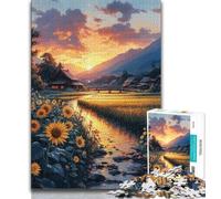 Jigsaw Puzzles for Teenagers 1000 Piece Sunflower Landscape Puzzles,Family Game Stress Reliever Difficult Challenge Suitable for Couples 26x38cm