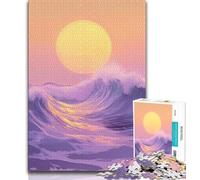Jigsaw Puzzles for Teenagers 1000 Piece Sunset Beach Oil Painting,Decompressing Intellectual Educational Toy Is Ideal As Gifts for The Whole Family (38x26cm)