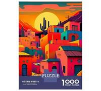 Jigsaw Puzzles for Teenagers 1000 Piece Sunset Village Puzzle for Adults Hands-on Game Wall Decoration Christmas Birthday Gifts 38x26cm/1000pcs