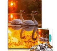 Jigsaw Puzzles for Teenagers 1000 Piece Swans at Sunset Teenager Jigsaw,Fun Games Wall Decoration Unique Birthday And Xmas Gifts (size 38x26cm)