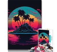 Jigsaw Puzzles for Teenagers 1000 Piece Synthwave Sunset Teenager Jigsaw,Fun Games Wall Decoration Unique Birthday And Xmas Gifts (size 38x26cm)