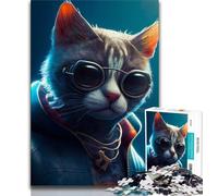 Jigsaw Puzzles for Teenagers 1000 Piece The Cool Cat Teenager Jigsaw,Fun Games Wall Decoration Unique Birthday And Xmas Gifts (size 38x26cm)