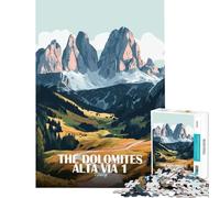 Jigsaw Puzzles for Teenagers 1000 Piece The Dolomites Alta Via Italy Brain Intelligence Challenge Addictive Toys Family Game Stress Reliever Funny Gifts (Size 38x26cm)