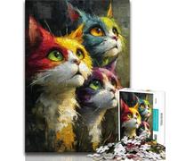 Jigsaw Puzzles for Teenagers 1000 Piece Three Cats,Help The Brain Exercise Addictive Toys to Cultivate Patience Artists Collection,Fine Art (38x26cm)