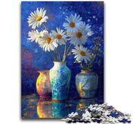 Jigsaw Puzzles for Teenagers 1000 Piece Three Vases with White Daisies 1000 Piece Puzzle,Fun Activity for Home, Rainy Days Toys, Birthday Gifts (75x50cm)