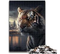 Jigsaw Puzzles for Teenagers 1000 Piece Tiger in The Big City for And 14 Years And over Interesting Stress Reduction Gifts for Friends And Family 50x75cm