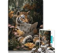 Jigsaw Puzzles for Teenagers 1000 Piece Tiger Reading A Book,Decompressing Intellectual Educational Toy Is Ideal As Gifts for The Whole Family (38x26cm)
