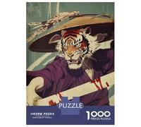 Jigsaw Puzzles for Teenagers 1000 Piece Tiger Samurai Sword Art Print Adult Puzzles Toy Wall Decor Presents for Women Fun at Home Activities, 70x50cm/1000pcs